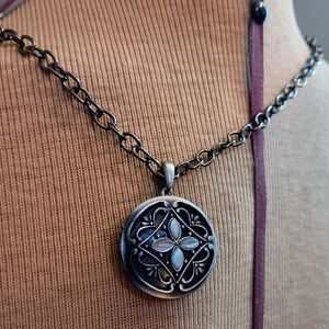 Necklace Silver and Black Locket